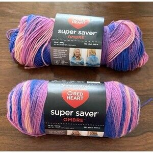 Red Heart Super Saver Ombre Yarn "PARTY” Purple Pink 10oz/482yds #4 Worsted Med